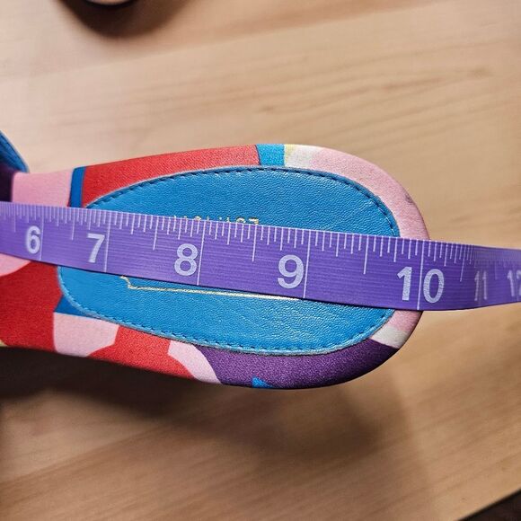 Coach Aqua Corryanna Nappa Sateen Leather Slip On 4 Inch Colorful Wedge Sandals - Picture 12 of 12